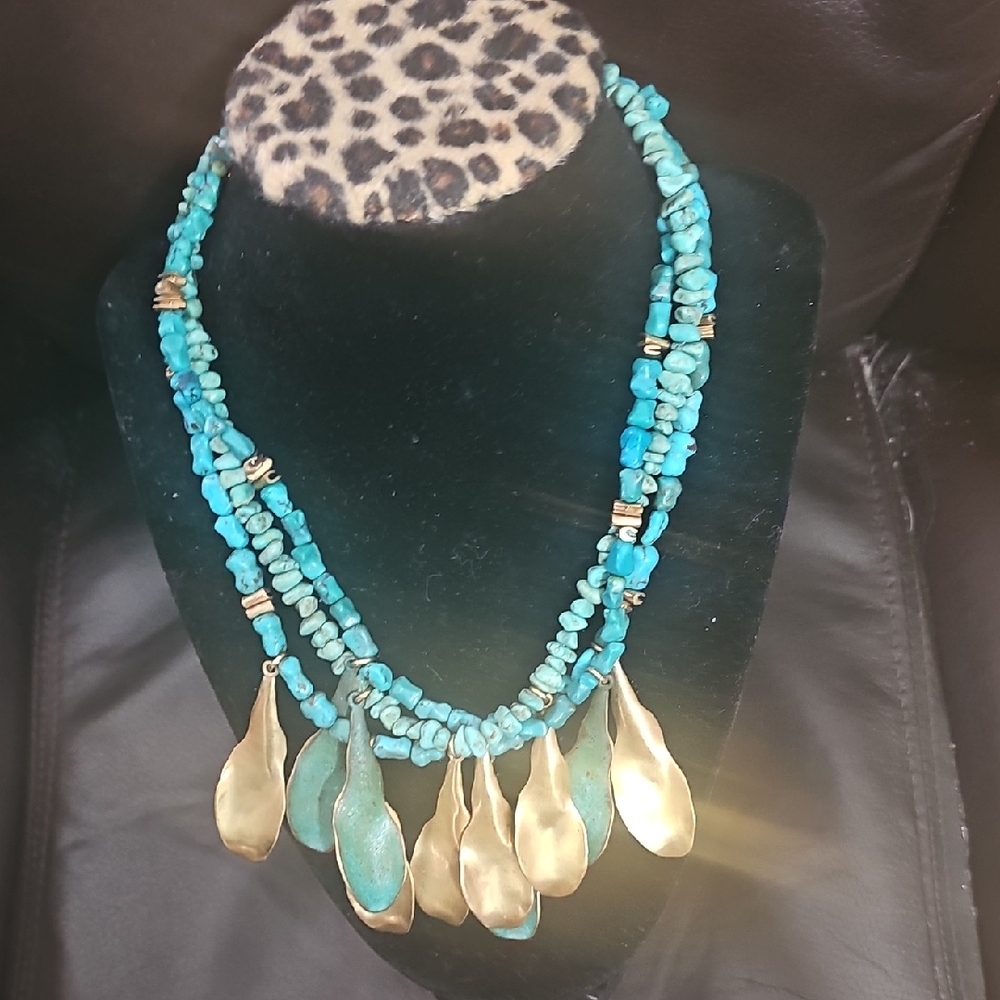 Turquoise and Gold Women's Necklace